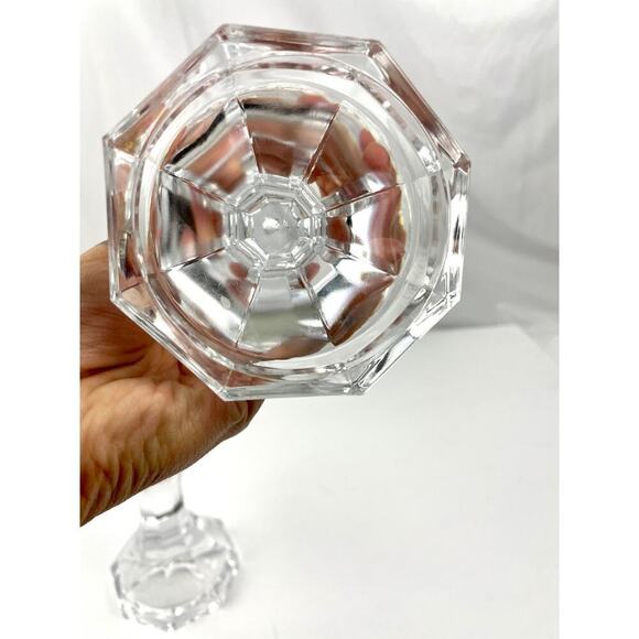 VTG Pair Of Heavy Lead Crystal Glass Candlesticks 5.5” Ornate Candle Holder - Picture 9 of 11